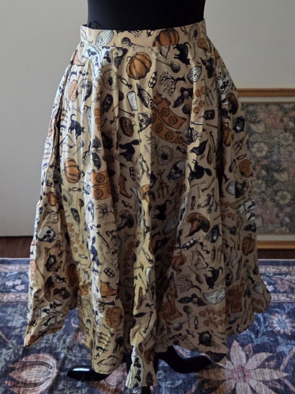 Unique Vintage Halloween 1950's patterned witchy skirt